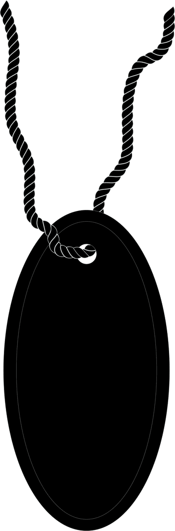Black tag on string isolated on transparent background