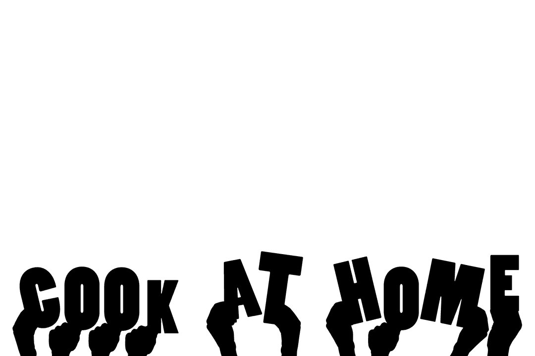 Hands Holding 'Cook at Home' Text on Transparent Background