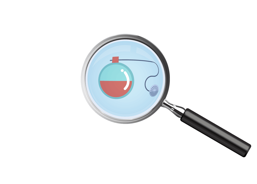 Illustration of Magnifying Glass and Test Tube on Transparent Background