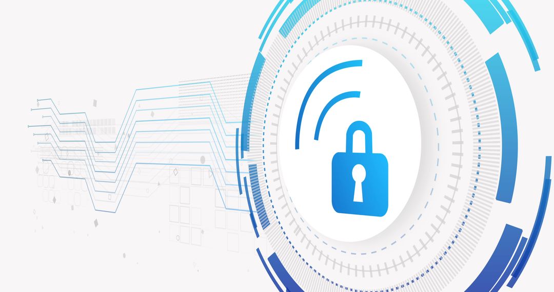 Abstract Cybersecurity with Padlock and Network Connections