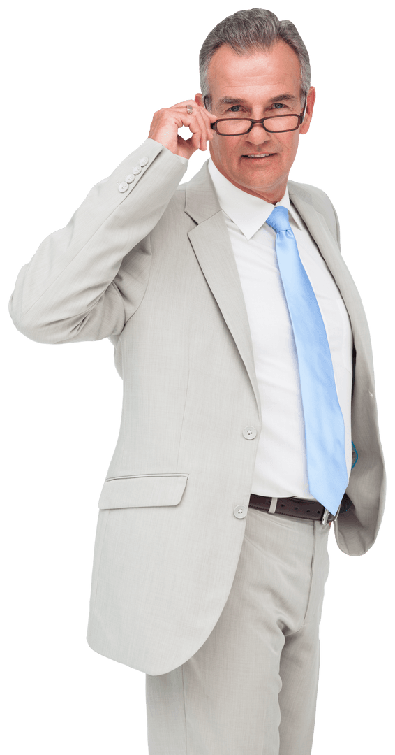 Confident Businessman Wearing Glasses Transparent Background