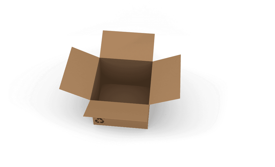 Transparent Open Cardboard Box with Recycling symbol