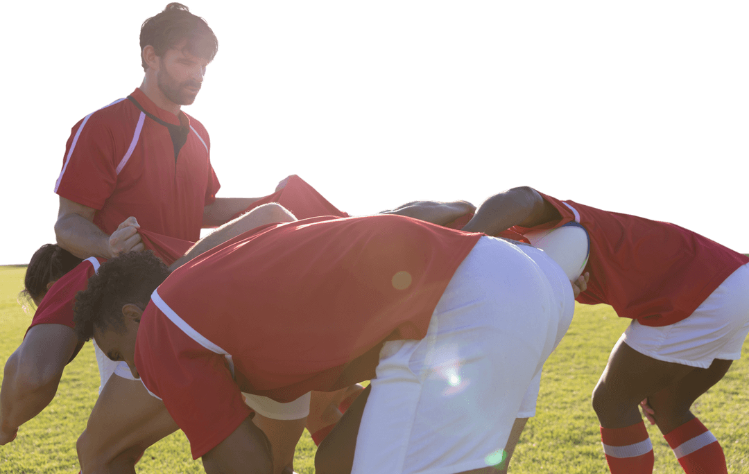 Transparent Rugby Team Practice in Red Jerseys Download