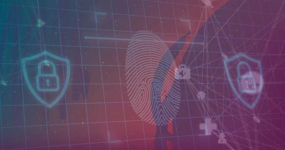 Digital Security Concept with Fingerprint and Connective Network