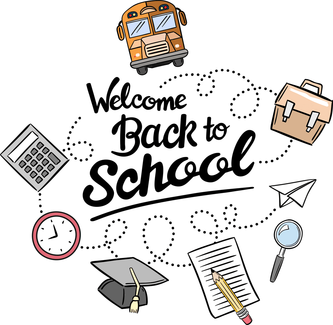 Transparent Back to School Education Icons Set