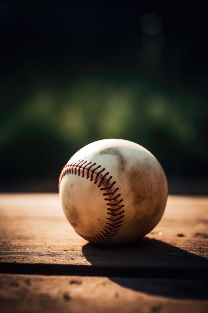 Vintage Dirty Baseball Lying on Wooden Surface in Sunlight - Free Images, Stock Photos and Pictures on Pikwizard.com