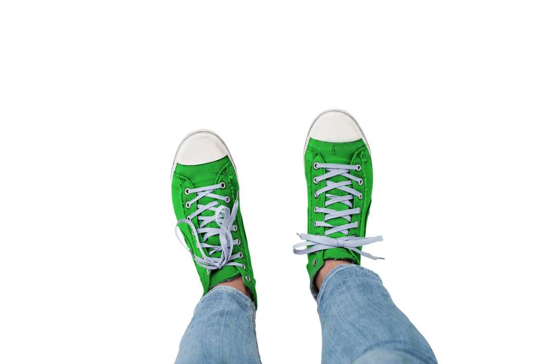 Green Sneakers on Transparent Background with Jeans Photo - Download Free Stock Images Pikwizard.com