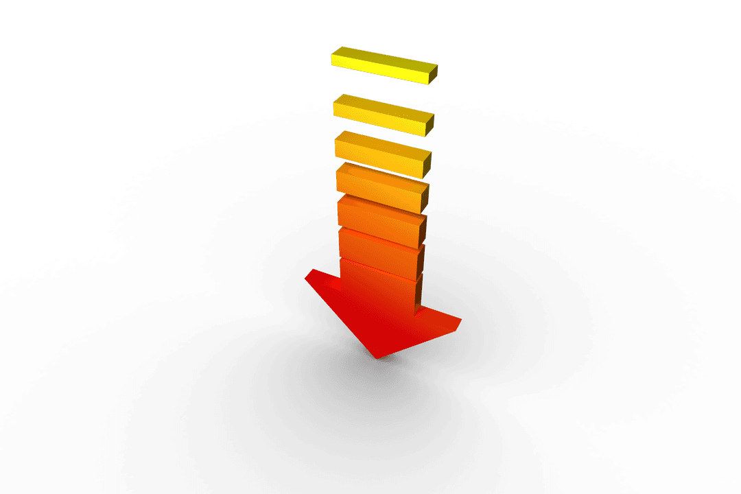 Transparent Downward Arrow Gradient Red to Yellow Symbol