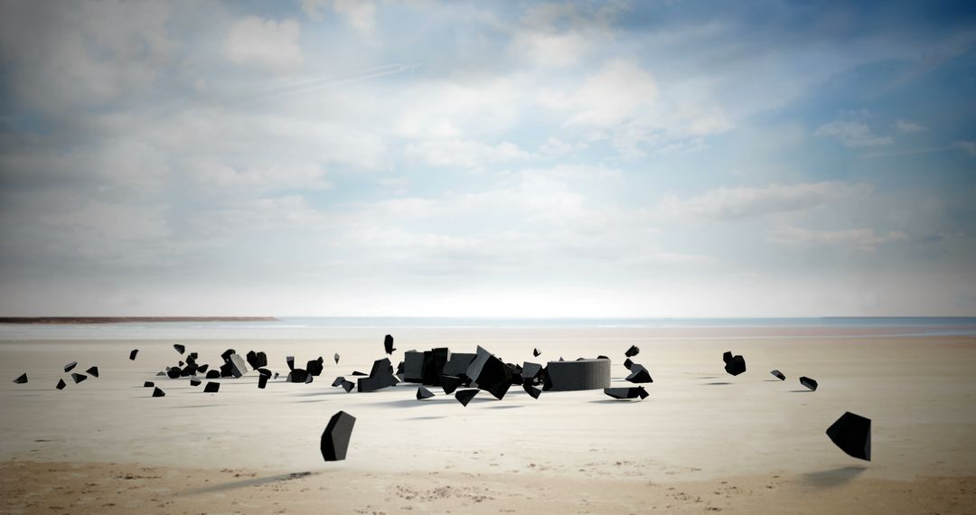 Broken Black Rocks Scattered Across Vast Barren Desert - Free Images, Stock Photos and Pictures on Pikwizard.com