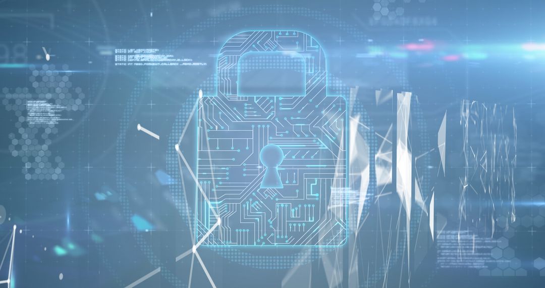 Digital Network Security Concept with Cyber Padlock