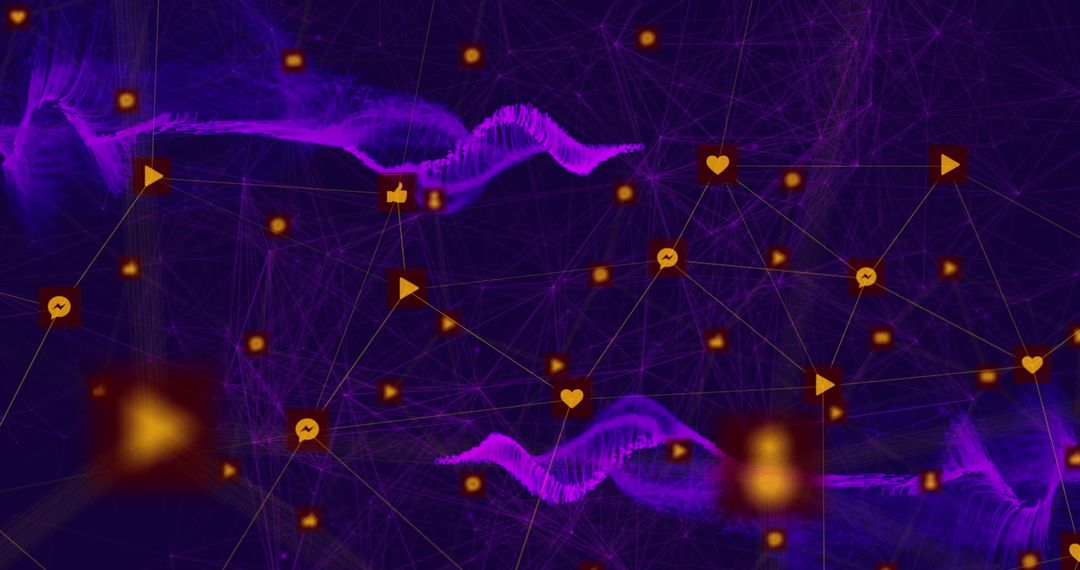 Abstract Network of Social Media Icons and Connections