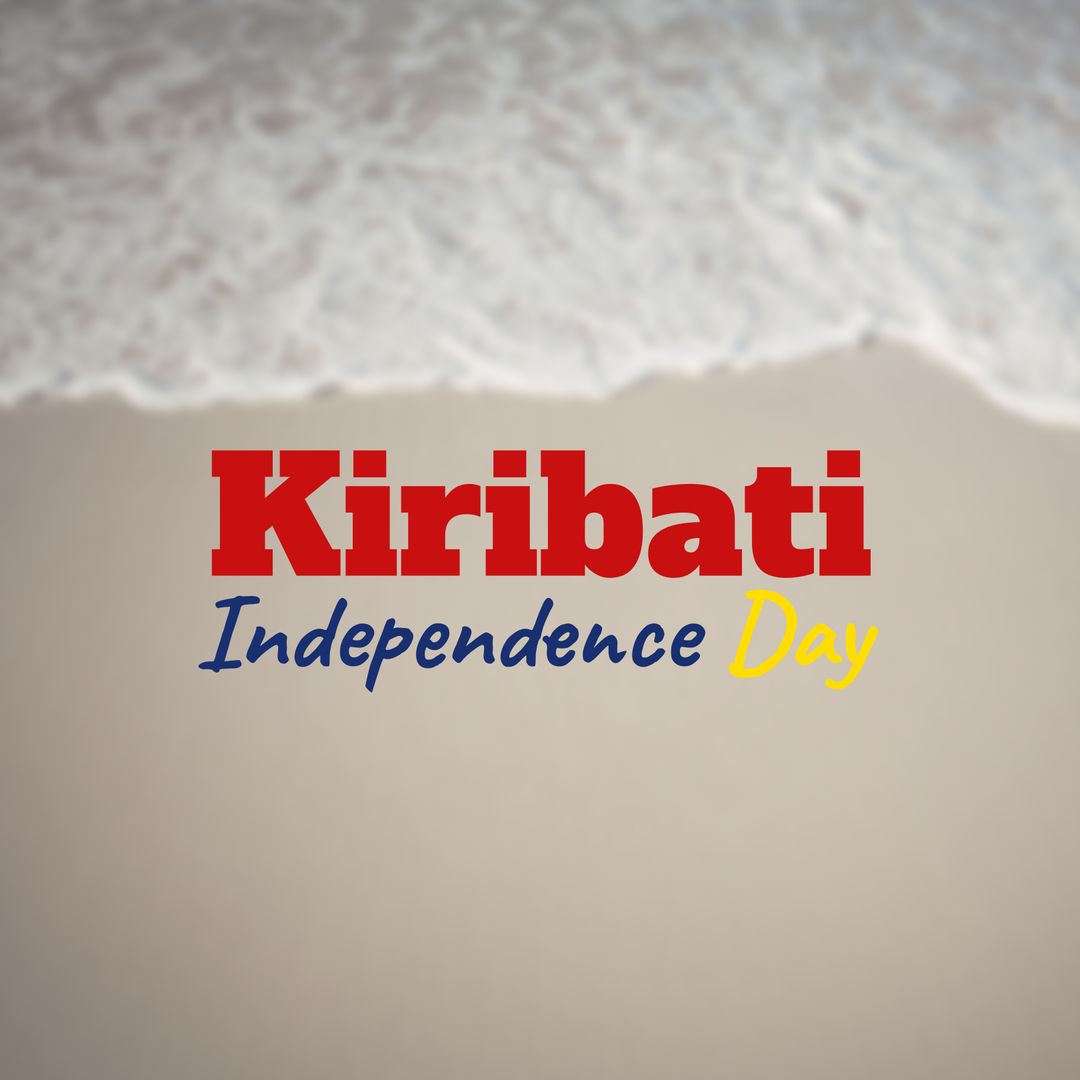 Kiribati Independence Day Text on Beach Theme