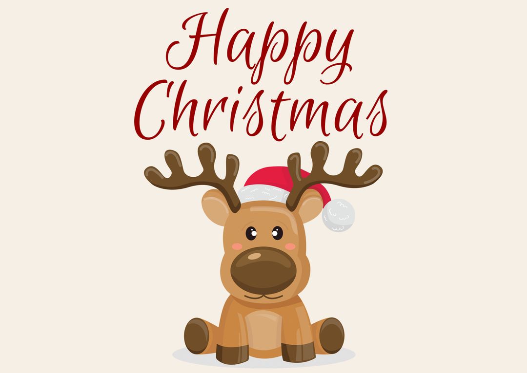 Joyful Reindeer Cartoon with Happy Christmas Message