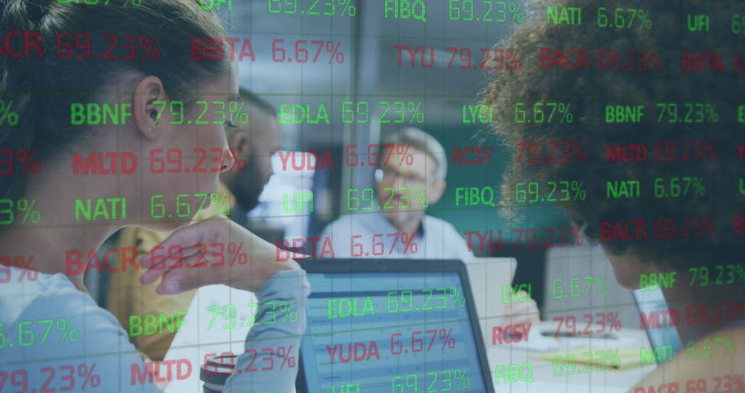 Diverse Business People Analyzing Stock Market Data