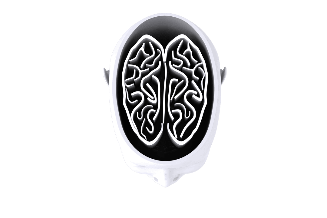 Transparent Brain Illustration with Monochrome Design Elements