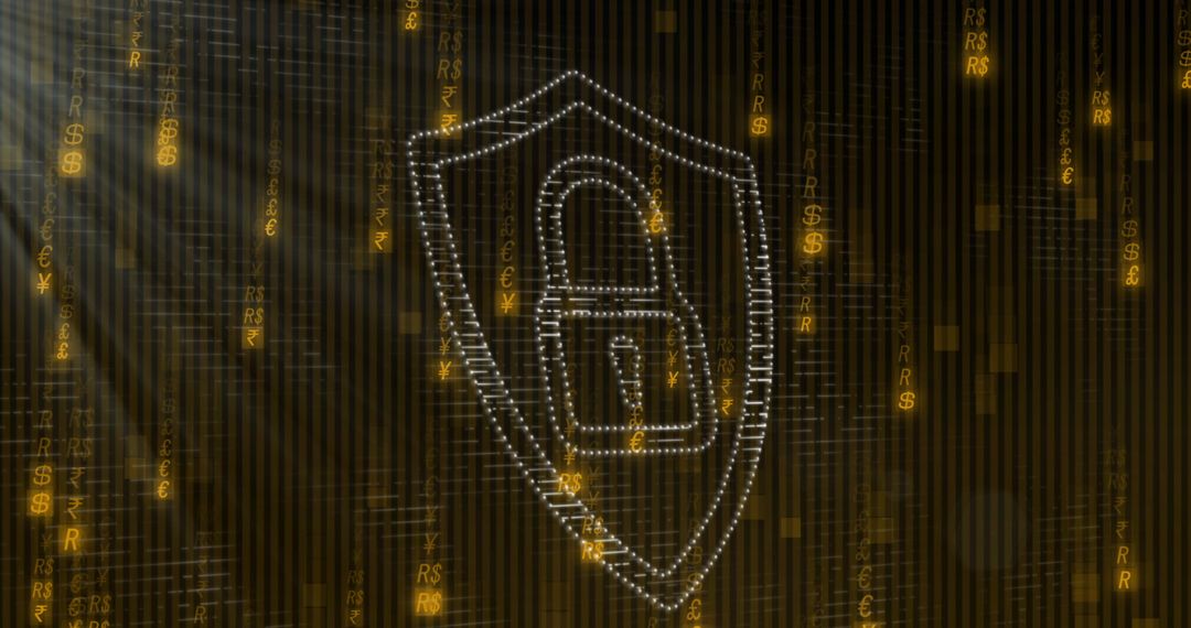 Digital Shield Symbolizing Cybersecurity with Data Streams