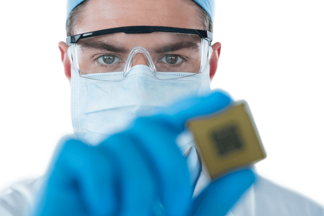 Transparent Background Professional Holding Microchip