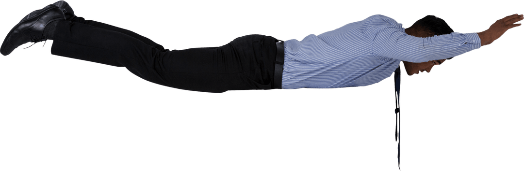 Transparent Businessman Floating Horizontally in Air