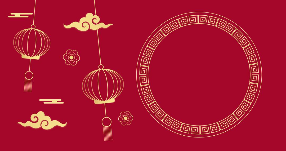 Chinese Lantern Decoration for New Year Celebration on Red Background - Free Images, Stock Photos and Pictures on Pikwizard.com