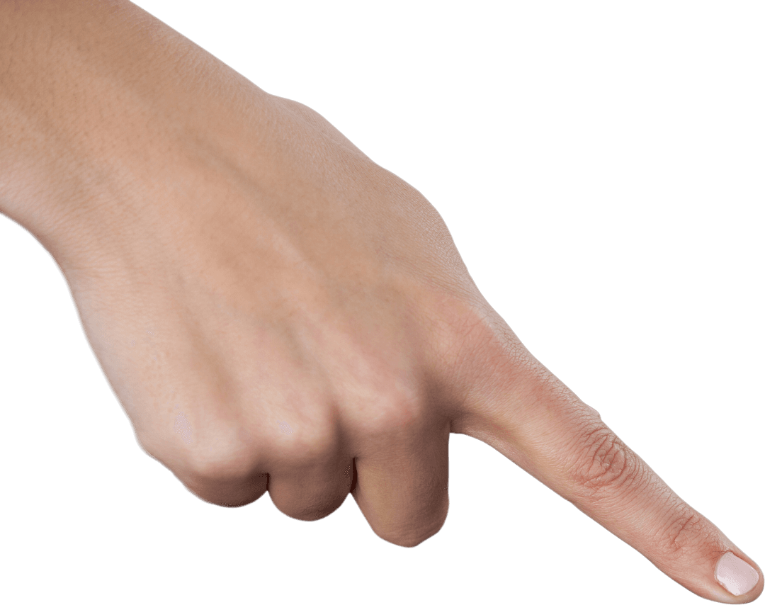 Hand Pointing Gesture on Transparent Background