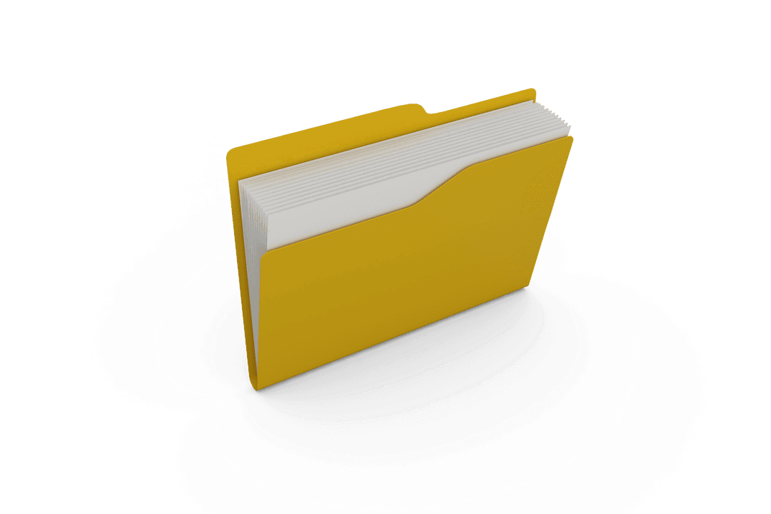 Digital Yellow File Folder on Transparent Background