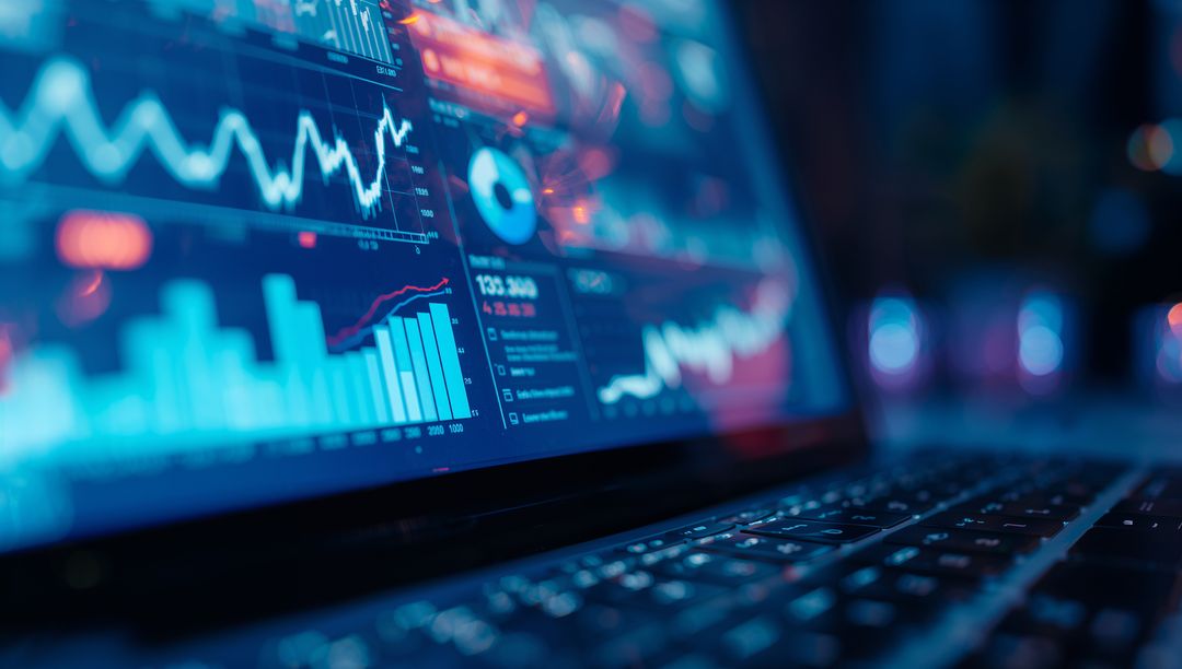Laptop Display with Advanced Financial Analytics and Data Visualization