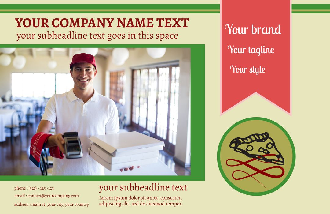 Smiling Courier Holding Payment Device: Dependable Fostering Trust