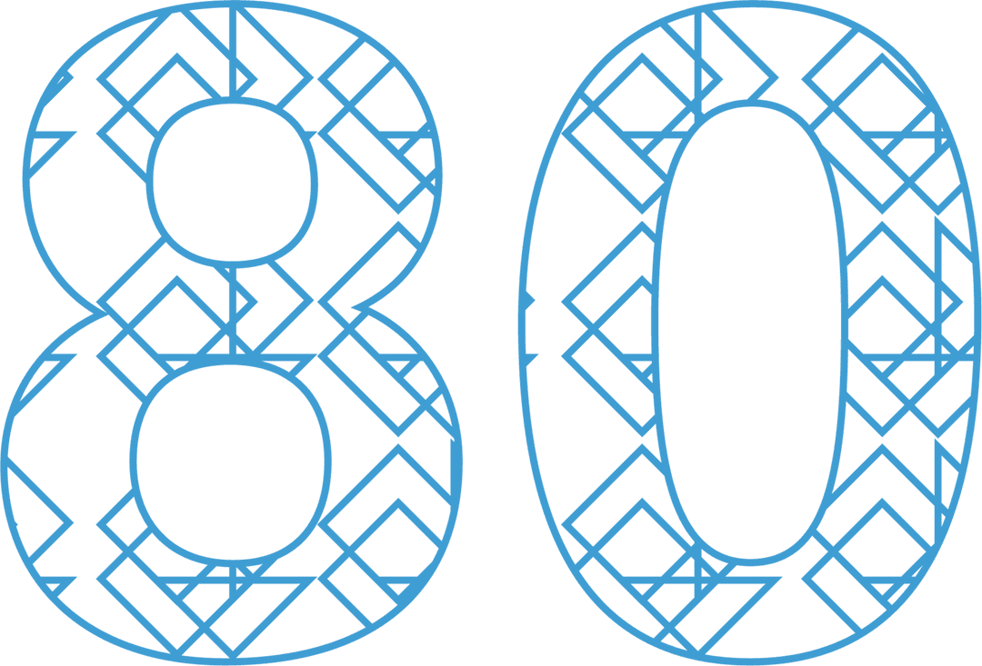 Blue Geometric Pattern Transparent Number 80 Illustration