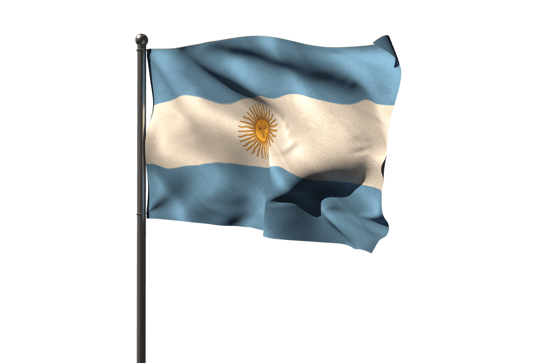 Transparent Argentina Flag Waving Isolated Illustration