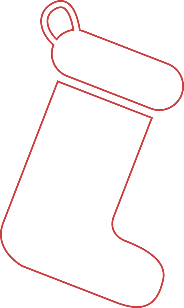 Transparent Red Outline Christmas Stocking Icon Illustration