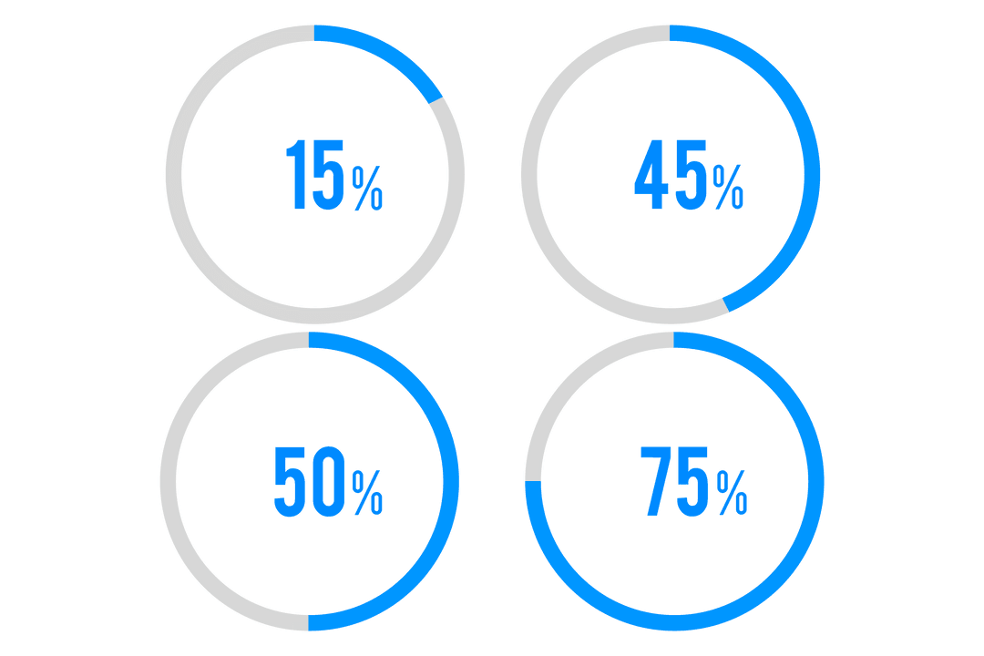 Digital Blue Percentage Charts on Transparent Background for Business