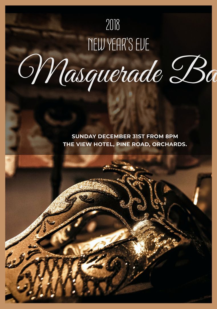 Elegant Golden Mask Masquerade Ball Invitation for New Year's Eve Party - Download Free Stock Templates Pikwizard.com