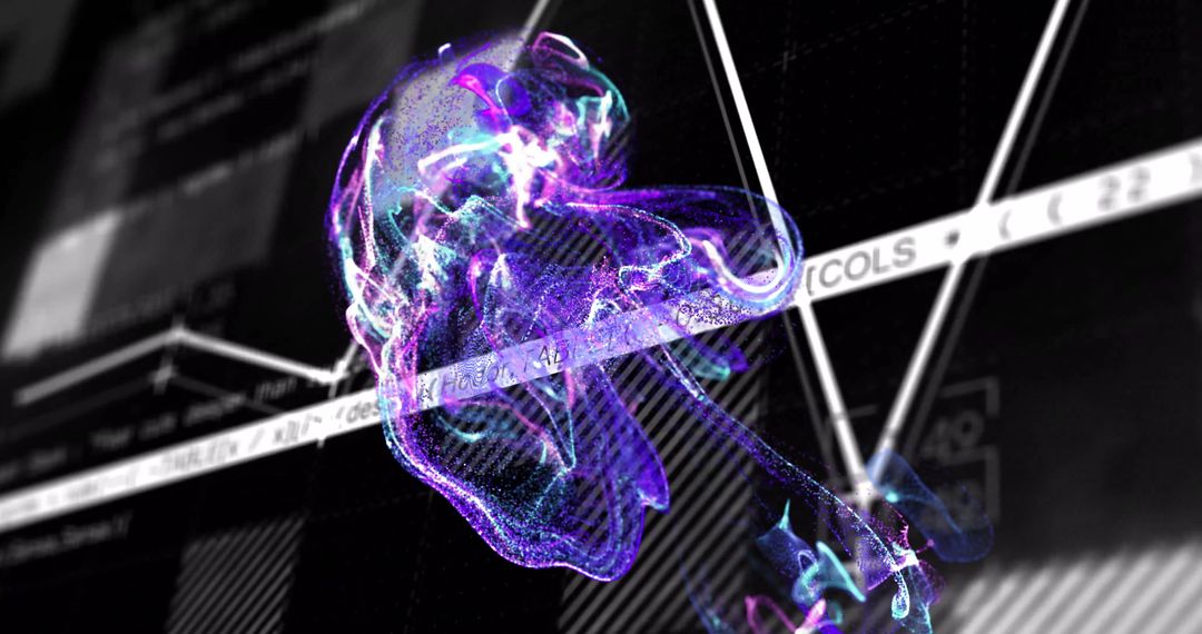 Abstract Digital Data Visualization with Blue Energy Pattern