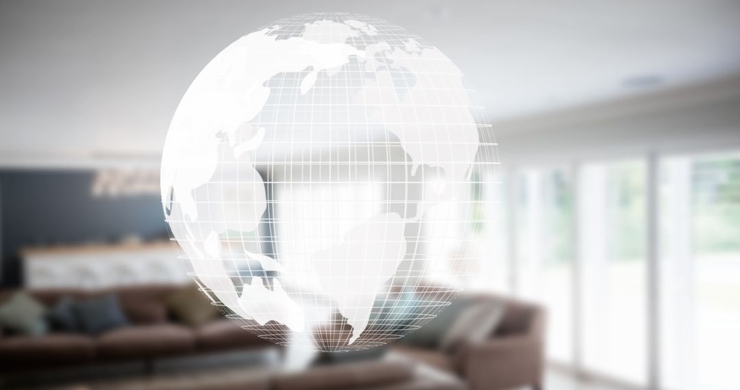 Digital Globe Hologram in Modern Living Space