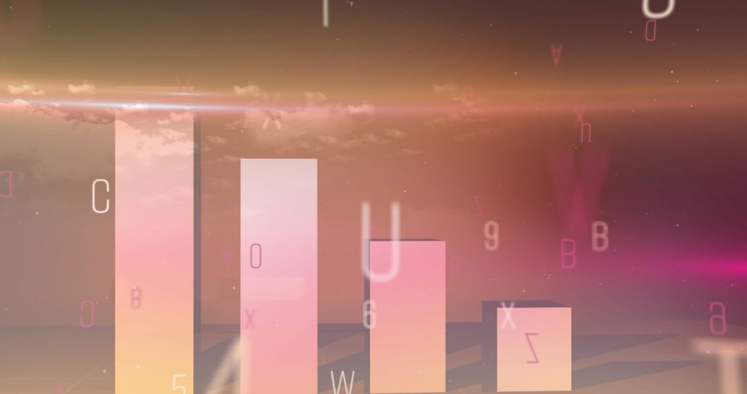 Data Visualization with Abstract Alpha and Numeric Overlay on Pink Backdrop