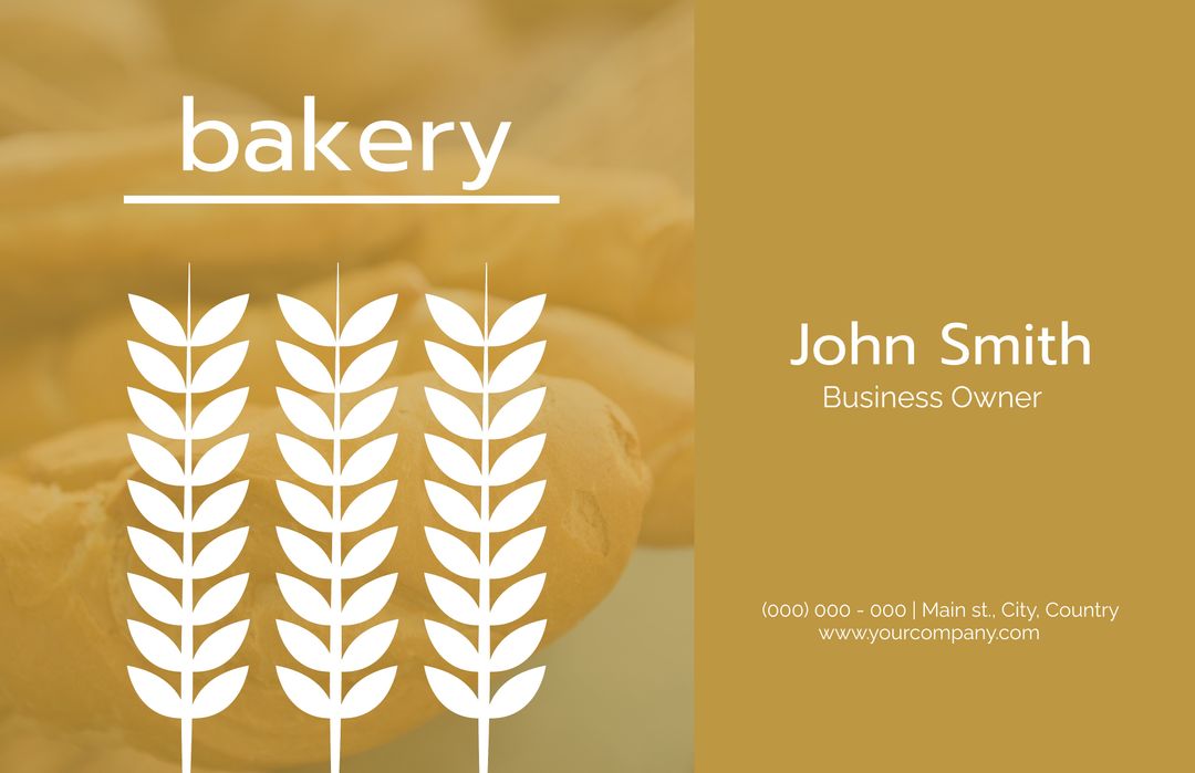 Professional Bakery Business Card with Wheat Stalk Design - Download Free Stock Templates Pikwizard.com