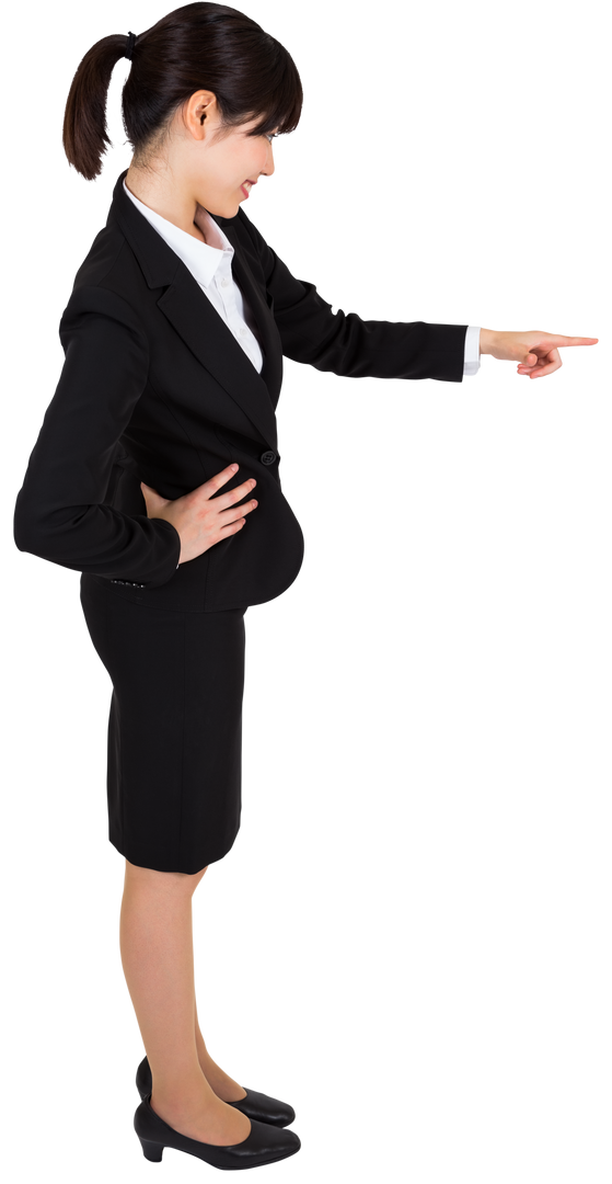 Transparent Asian Businesswoman Pointing in Formal Suit - Download Free Stock Images Pikwizard.com