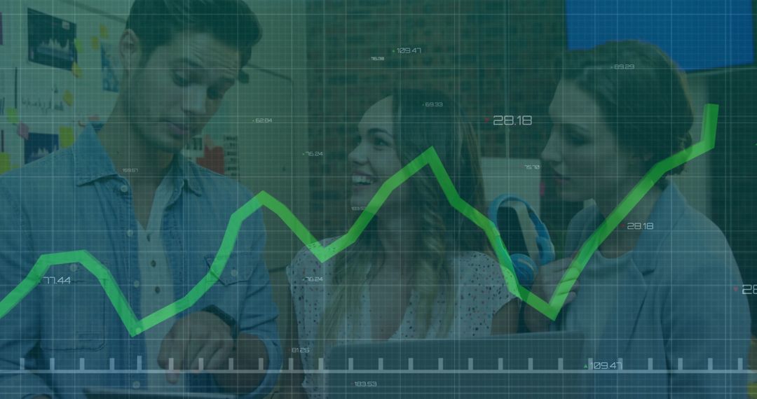 Global Business Innovation Team Collaborating over Digital Data Visualization