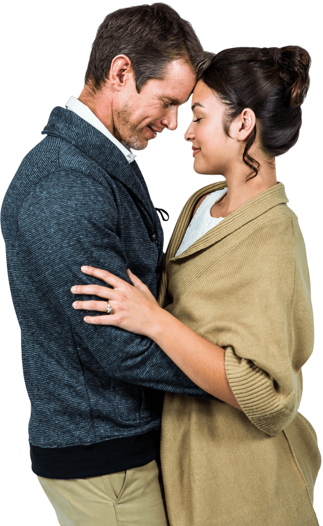 Transparent Affectionate Couple Embracing Joyfully