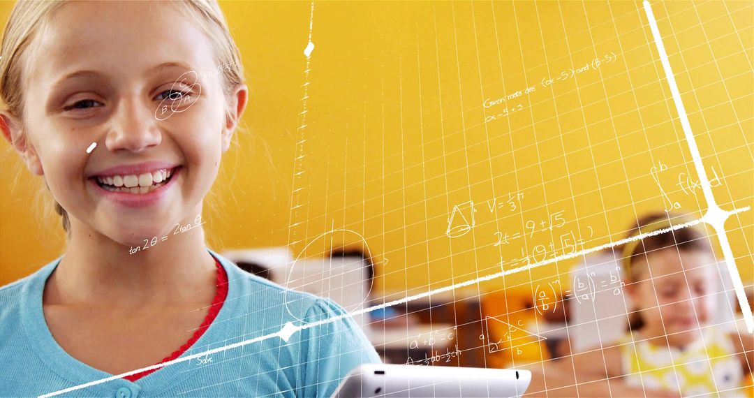 Young Student Engages with Interactive Math Technology in Classroom