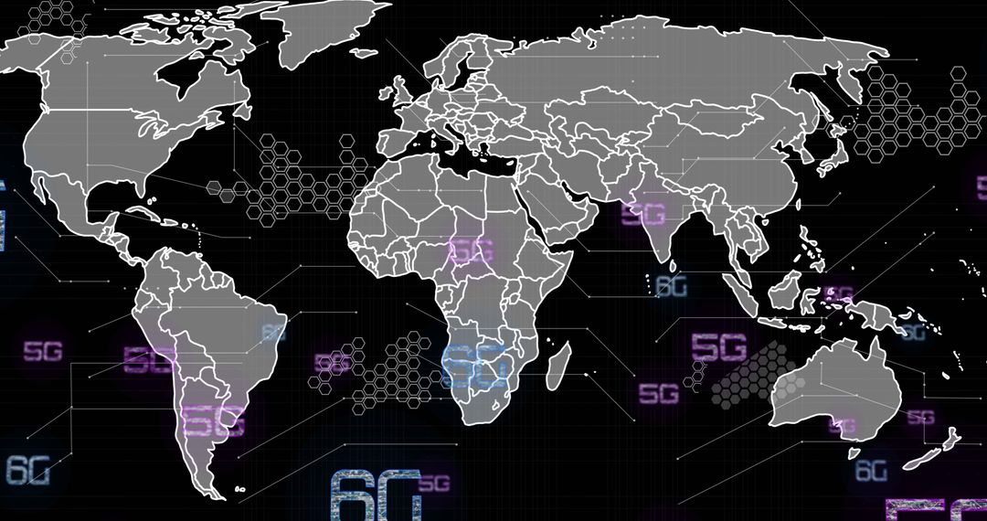 Digital World Map with 6G and 5G Technology Integration
