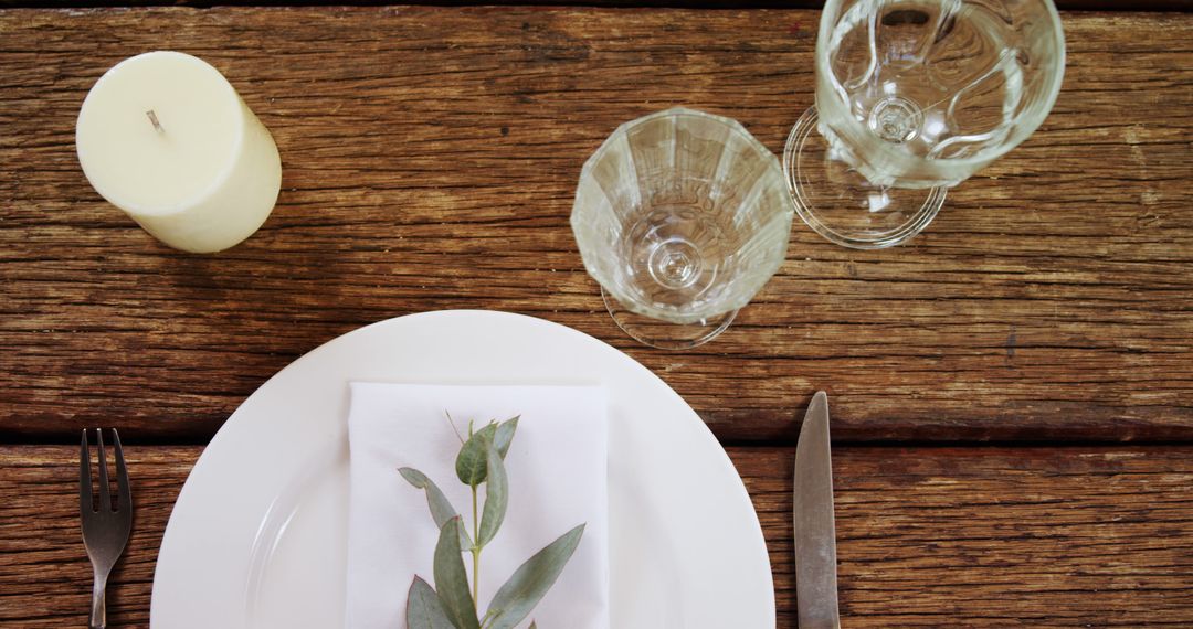 Elegant Table Setting with Rustic Wooden Background - Free Images, Stock Photos and Pictures on Pikwizard.com