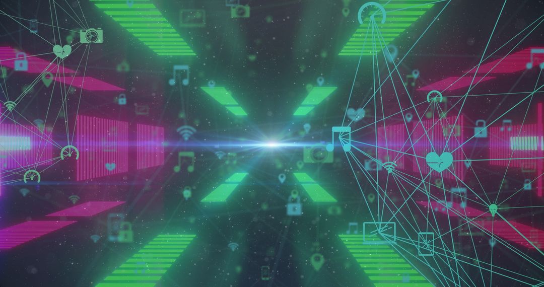 Futuristic Digital Network with Neon Elements