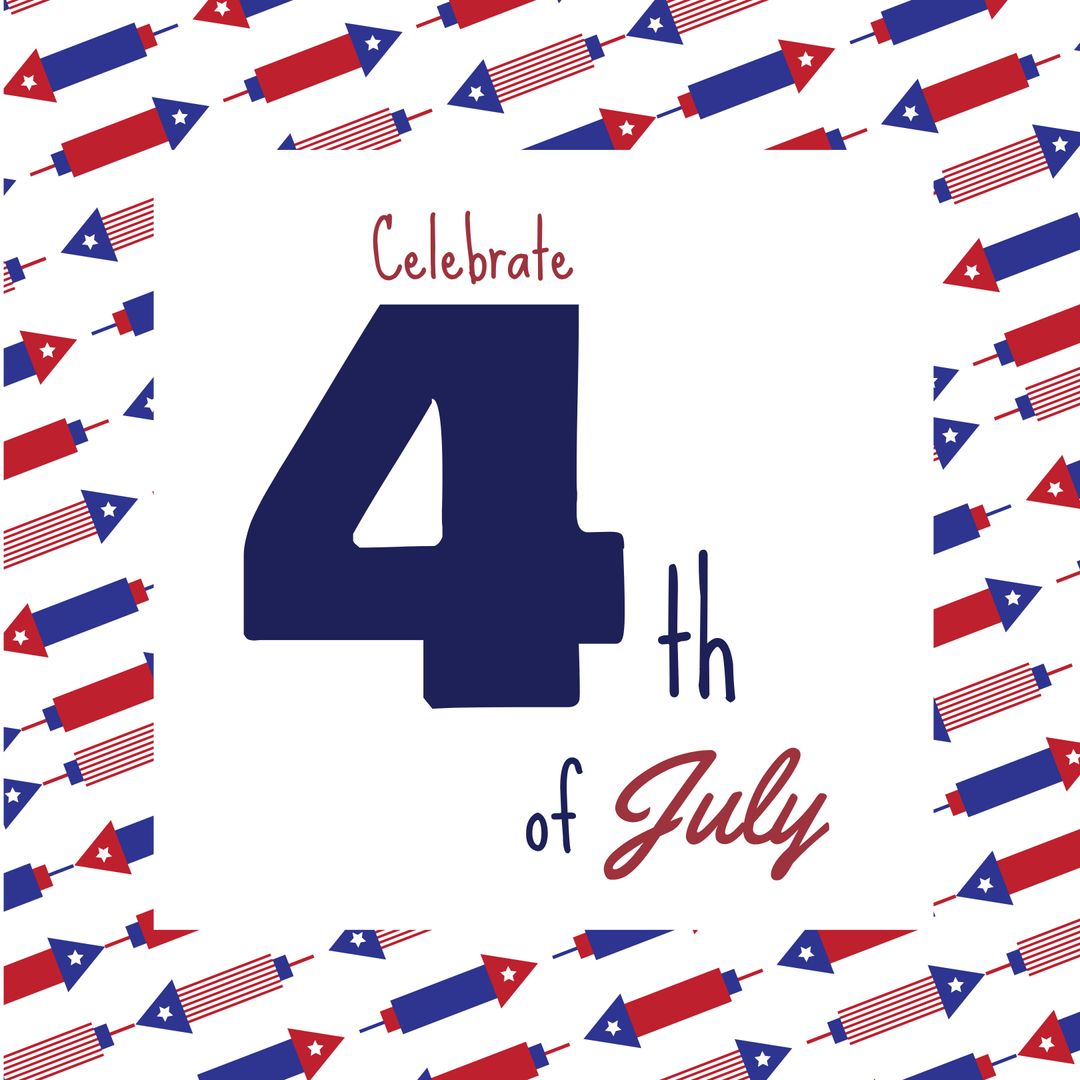 4th of July Celebration with Fireworks and Flag Design