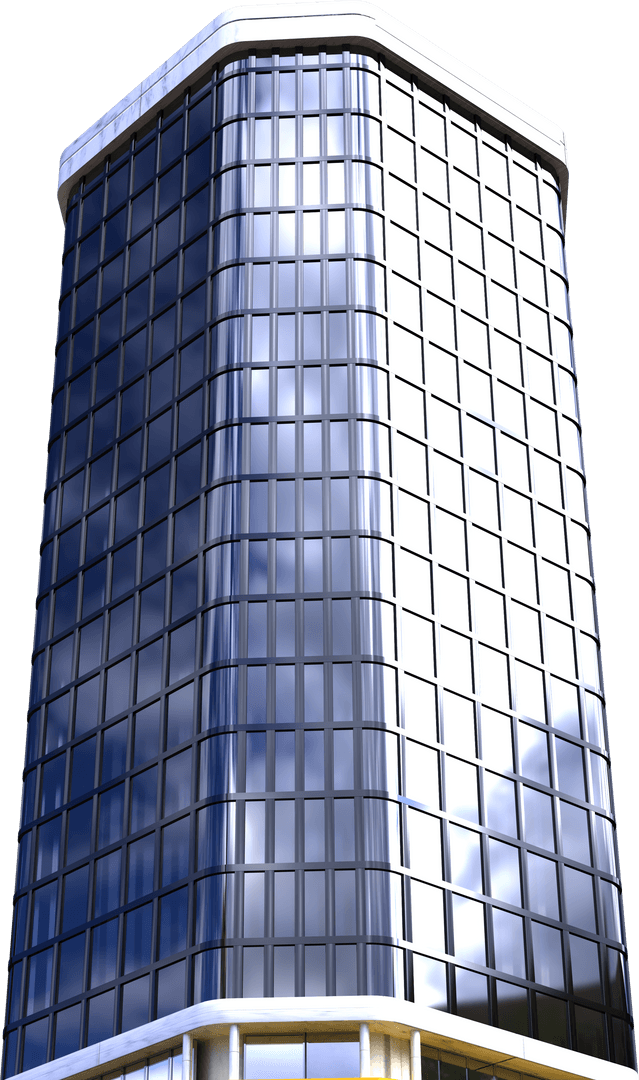 Transparent Modern High Rise Building with Reflective Glass Windows