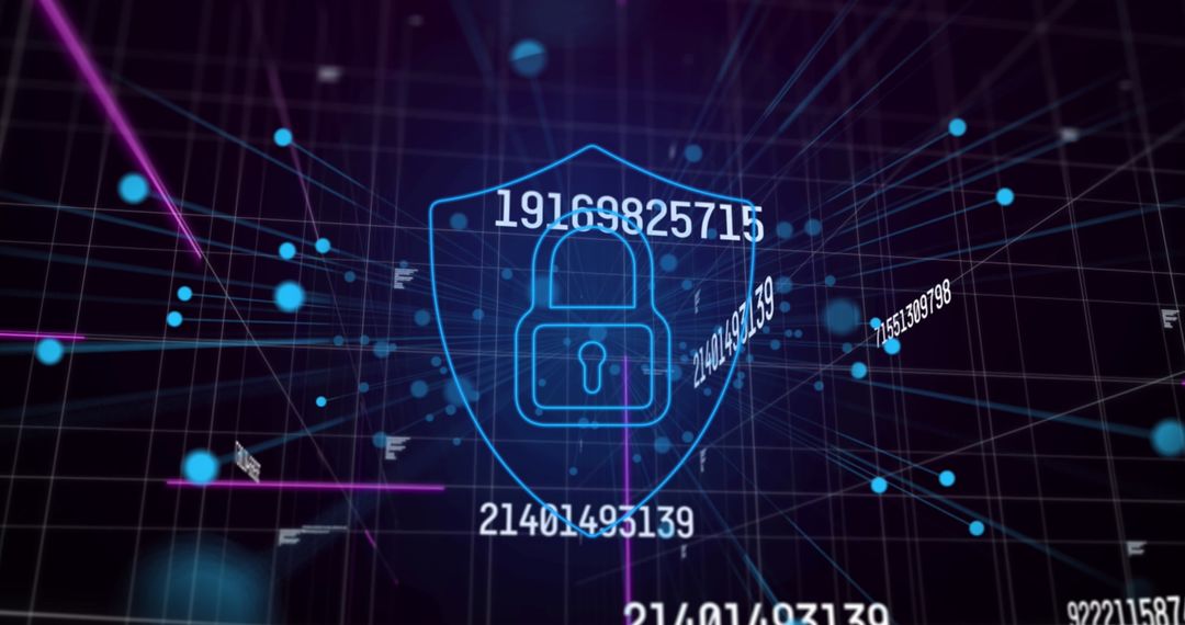 Digital Padlock and Shield Symbolizing Cybersecurity and Data Protection