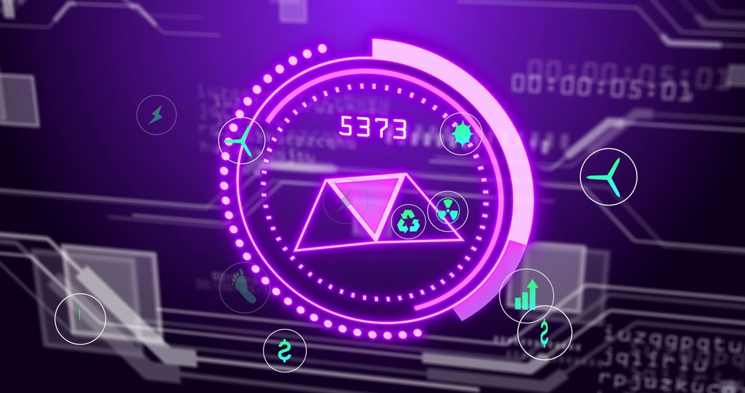 Futuristic Data Interface with Digital Icons