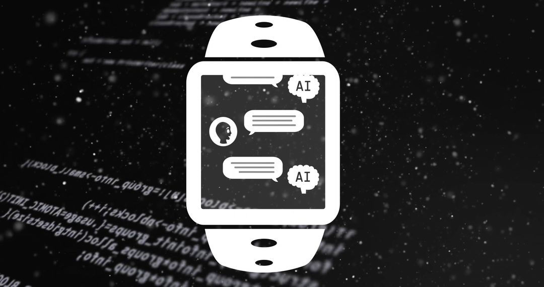 AI Smartwatch Interface with Coding Background