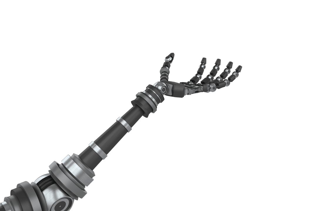 Transparent Background 3D Robotic Hand Reaching Forward