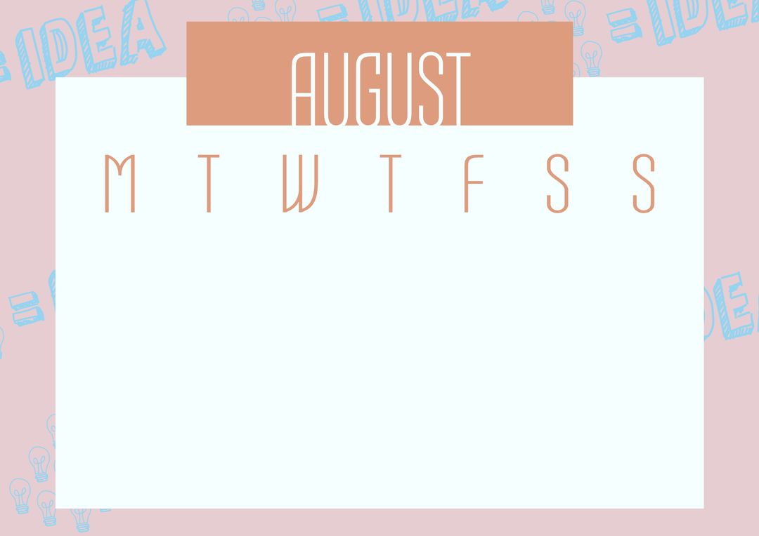 Minimalist August Calendar Template with Light Blue Background - Download Free Stock Templates Pikwizard.com